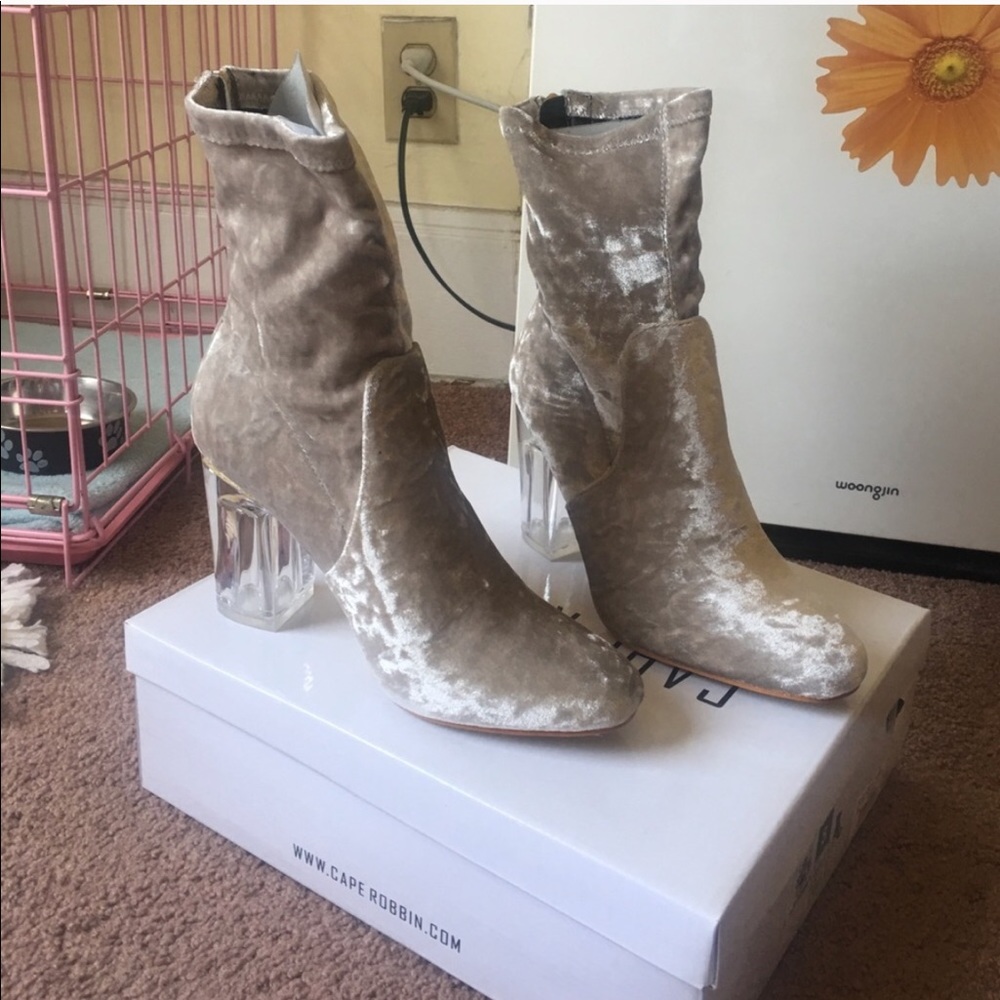 Cape Robbins Velvet Booties - Picture 2 of 2
